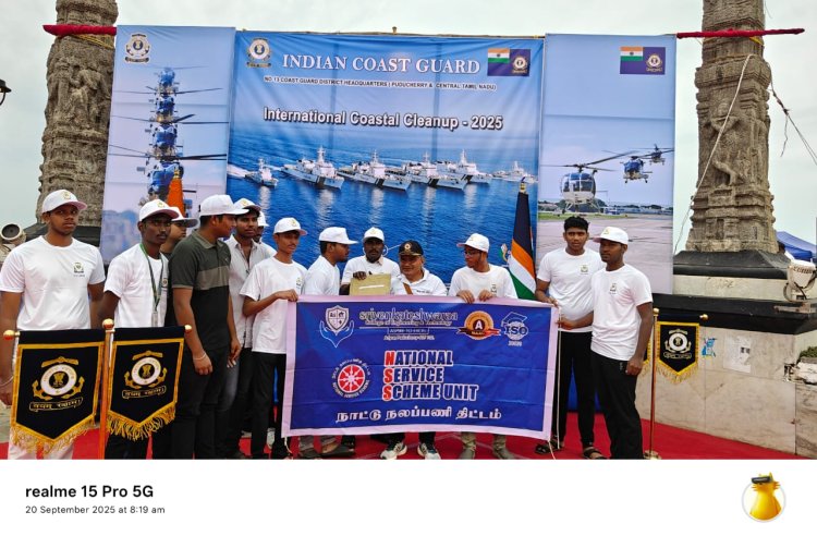 COASTAL BEACH CLEANING ACTIVITY BY NSS STUDENTS VOLUNTEERS ON 20TH SEPTEMBER 2025 SATURDAY