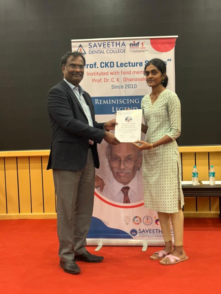 Outstanding Achievement by U. Shivasri at Saveetha Dental College