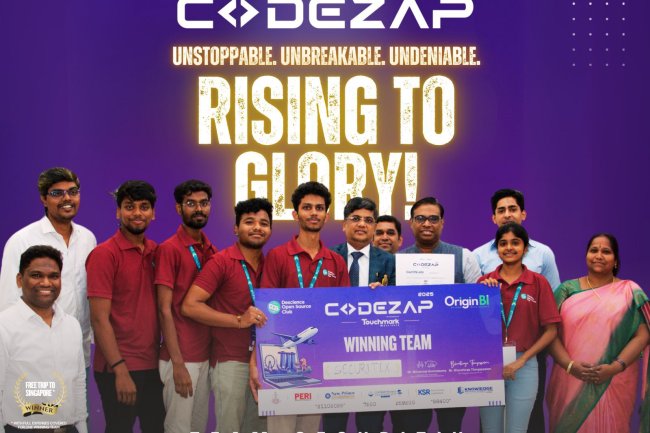 CODEZAP25  a 24 hour Prompt a Thon Hackathon V Mahesh  III Year CSE was part of the winning team and has been awarded the Grand Prize