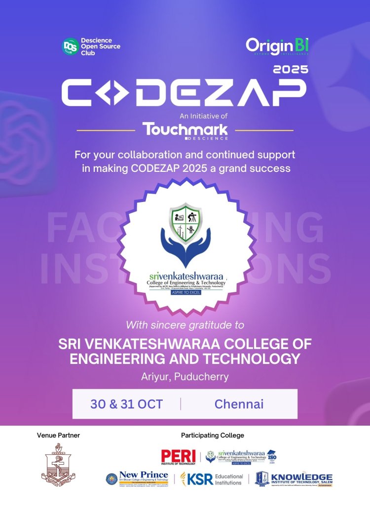 CODEZAP25  a 24 hour Prompt a Thon Hackathon V Mahesh  III Year CSE was part of the winning team and has been awarded the Grand Prize