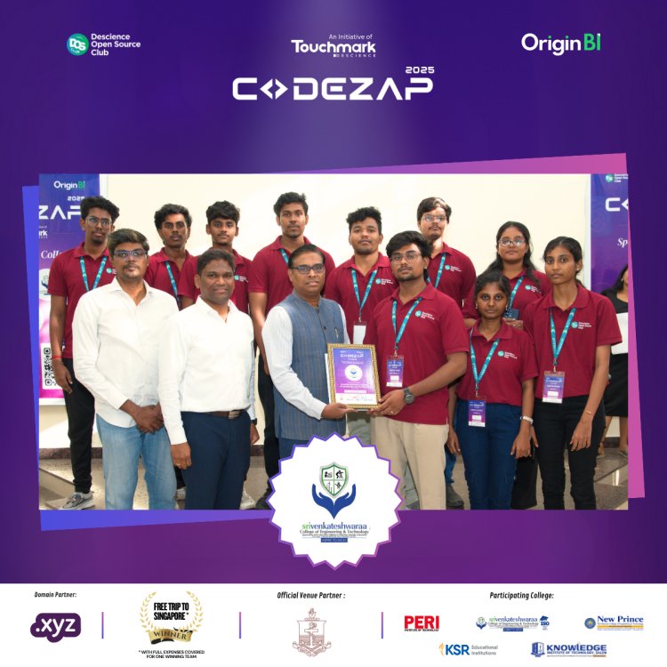 CODEZAP25  a 24 hour Prompt a Thon Hackathon V Mahesh  III Year CSE was part of the winning team and has been awarded the Grand Prize