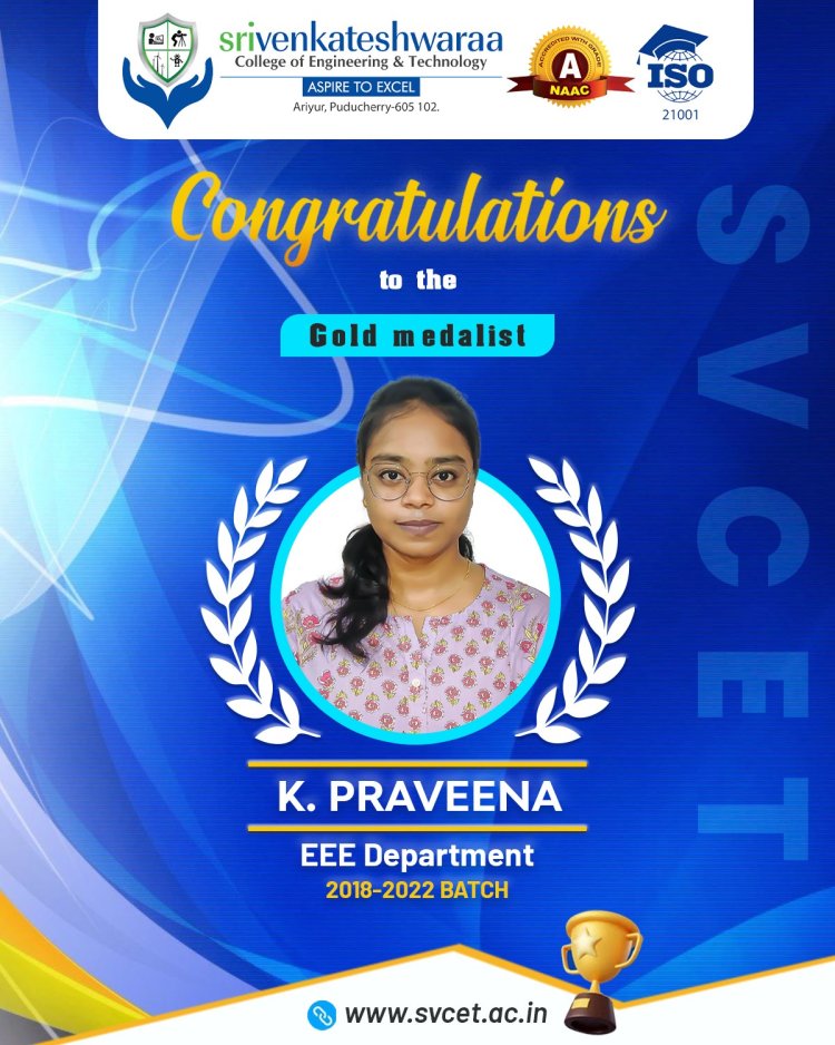 GOLD MEDAL ACHIEVEMENTS IN SVCET