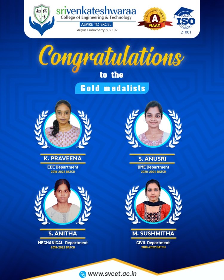 GOLD MEDAL ACHIEVEMENTS IN SVCET