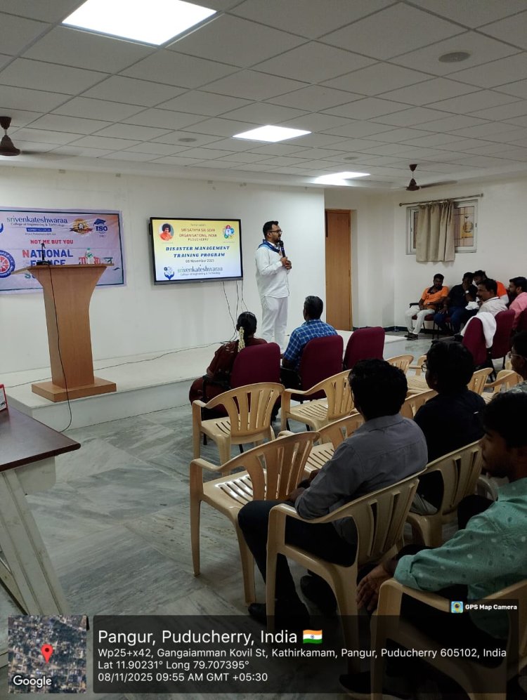 Disaster Management Training Programme was organized by Sri Sathya Sai Seva Organisations on 8th November 2025