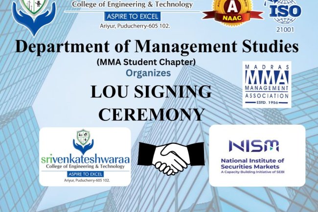 SVCET MBA Dept MMA Student Chapter organized a LOU Signing Ceremony along with two seminar sessions on 16th December 2025