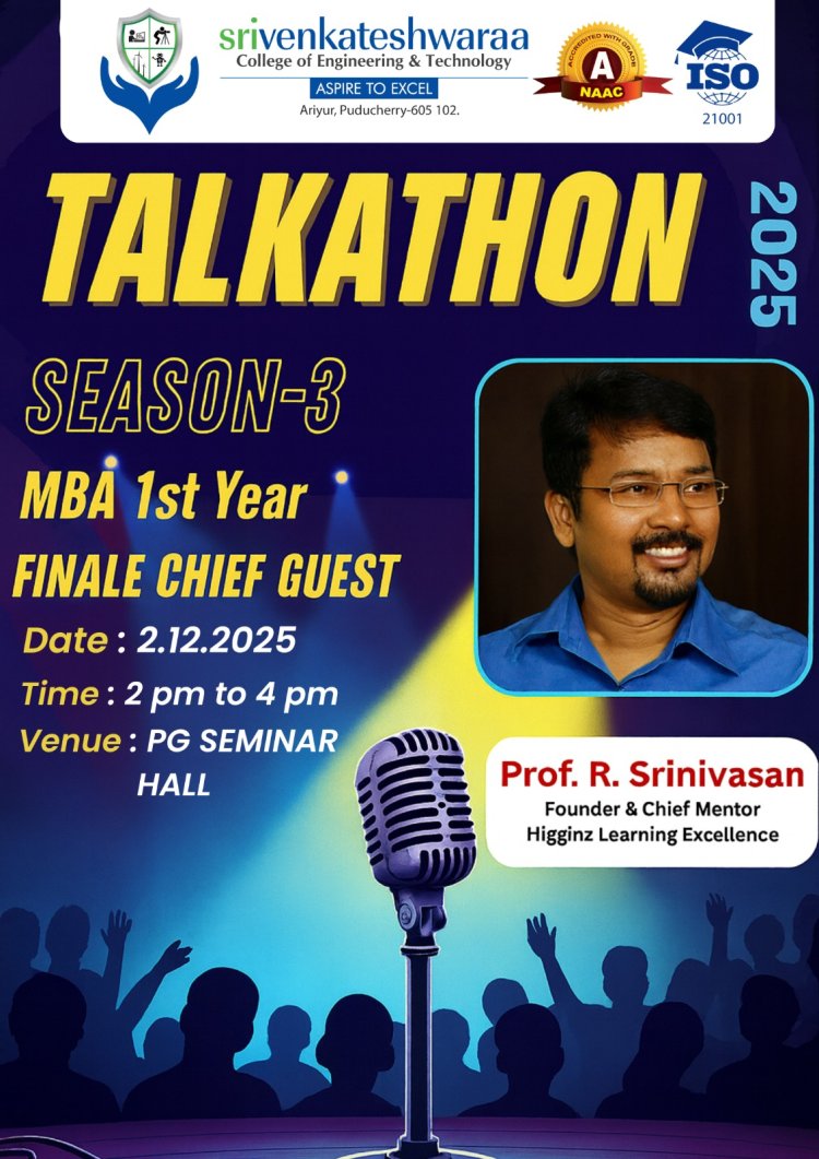 Talkathon Season III for the SVCET MBA I Year students on 2nd December 2025