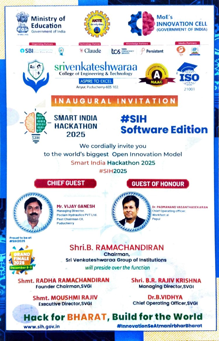 SMART INDIA HACKATHON HELD AT SVCET ON 8 AND 9TH DECEMBER 2025