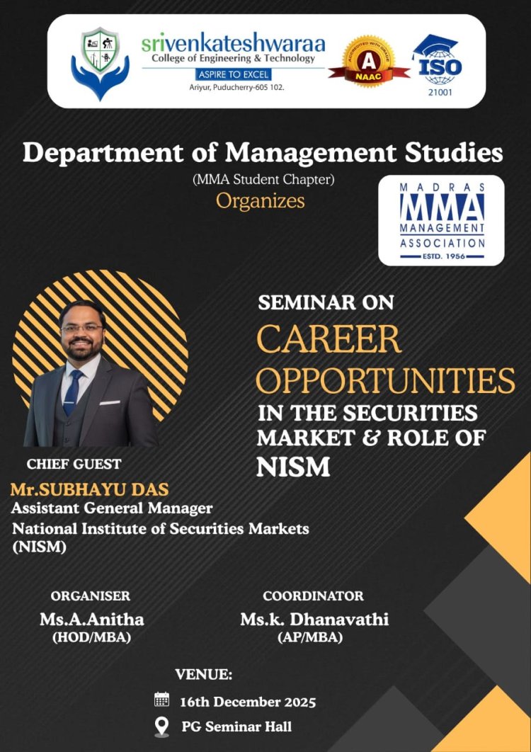 SVCET MBA Dept MMA Student Chapter organized a LOU Signing Ceremony along with two seminar sessions on 16th December 2025