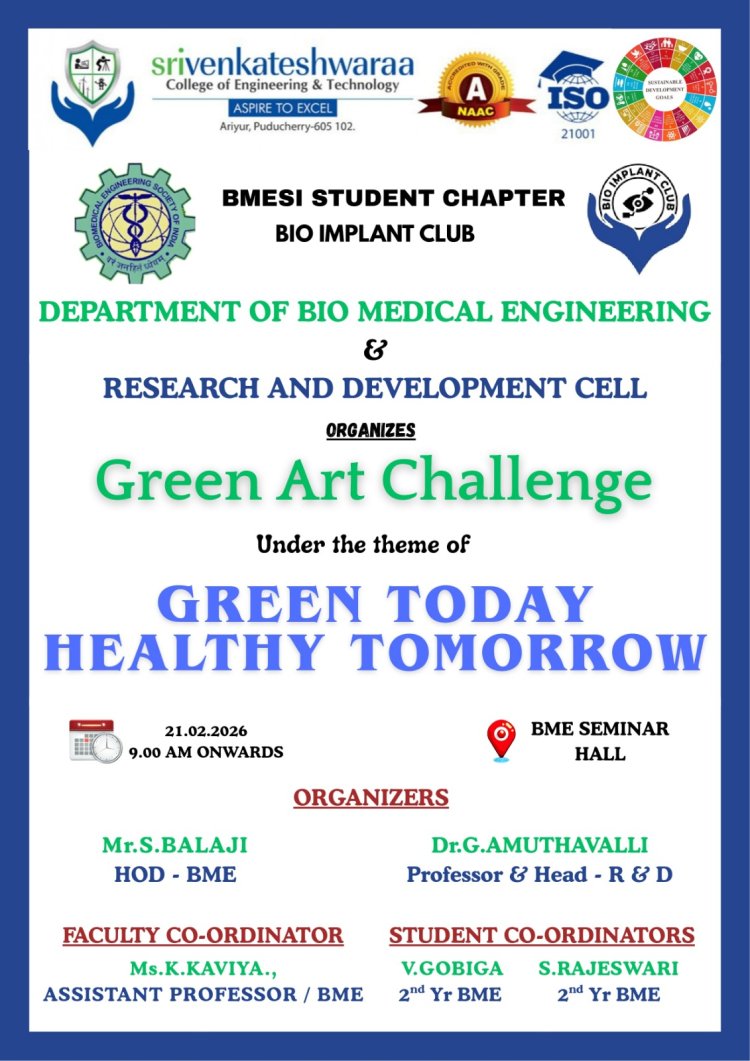 GREEN ART CHALLENGE  A CREATIVE CELEBRATION OF SUSTAINABILITY on 21ST FEB 2026 AT SVCET