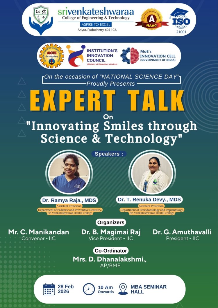 SVCET IIC Cell conducted event  on Innovating Smiles through Science and Technology