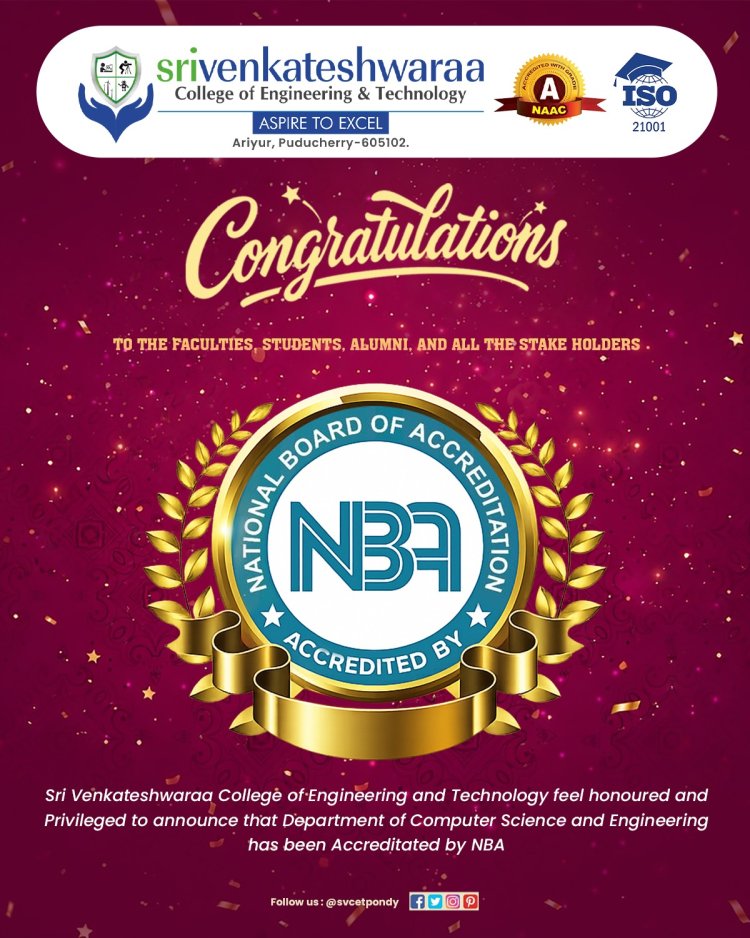 SVCET  celebrated the proud achievement of NBA Accreditation for the Department of CSE