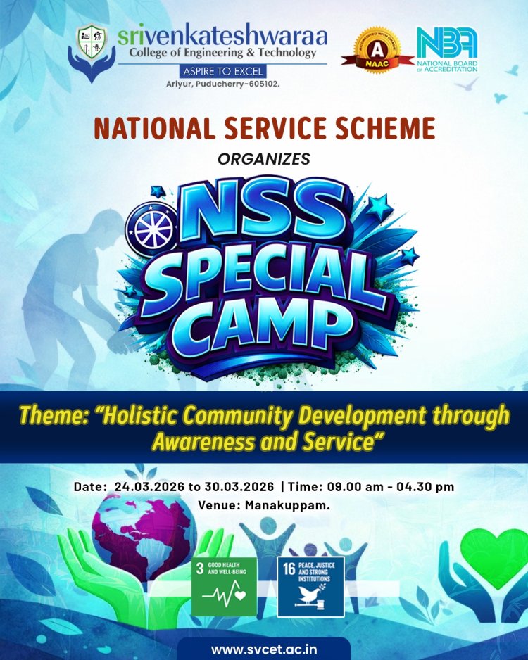 OUR SVCET NSS TEAM CONDUCTED ONE WEEK NSS PROGRAMME AT MANAKUPPAM VILLAGE FROM 24TH MARCH 2026 TO  30TH MARCH 2026