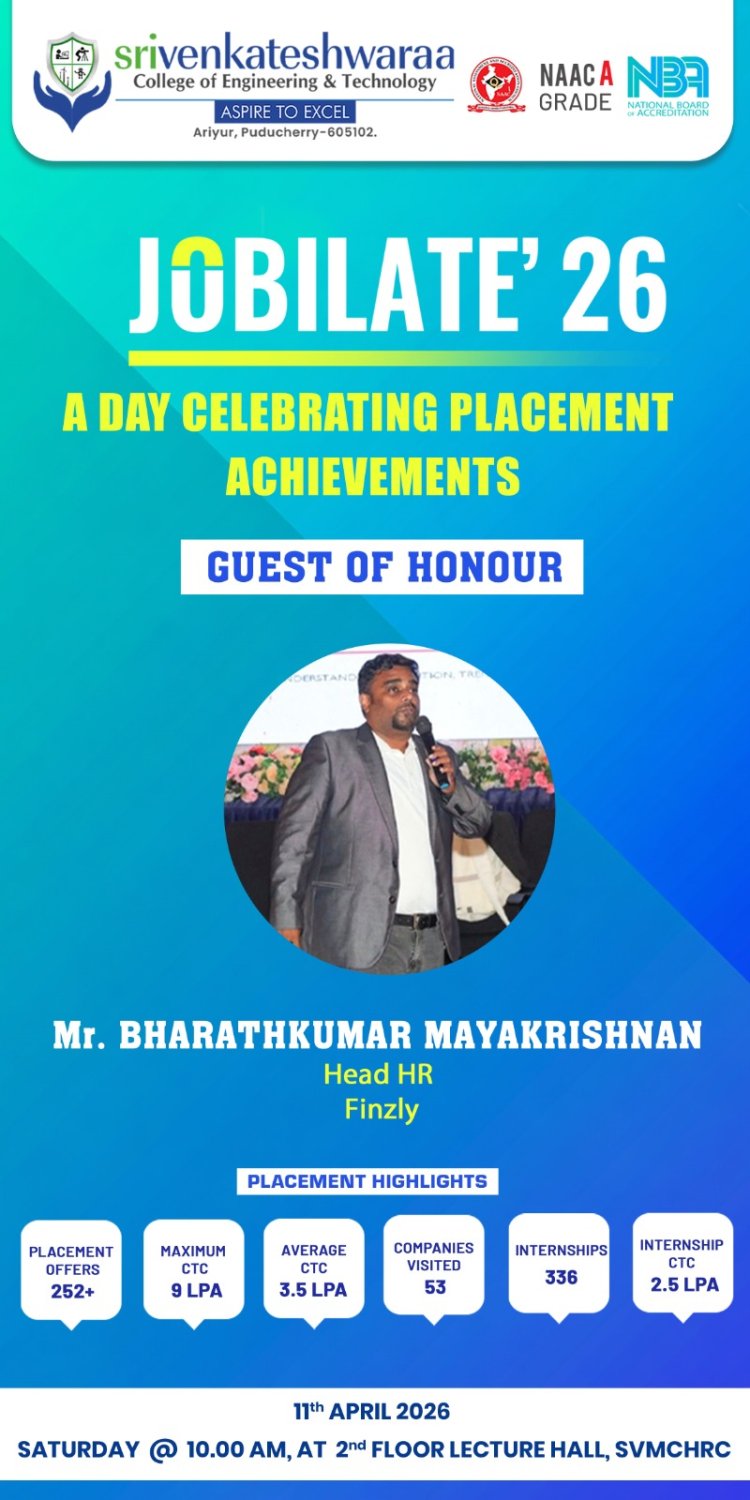 SVCET PLACEMENT OFFER DISTRIBUTION FUNCTION JOBILATE 2026 ON 11TH APRIL 2026