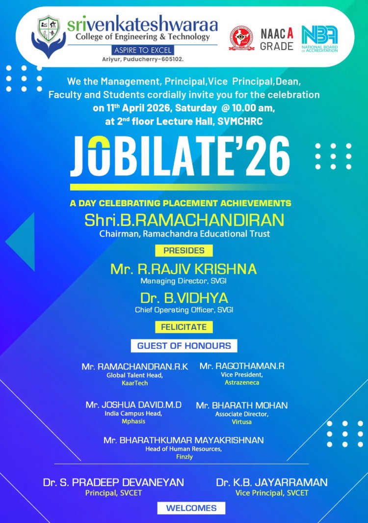 SVCET PLACEMENT OFFER DISTRIBUTION FUNCTION JOBILATE 2026 ON 11TH APRIL 2026