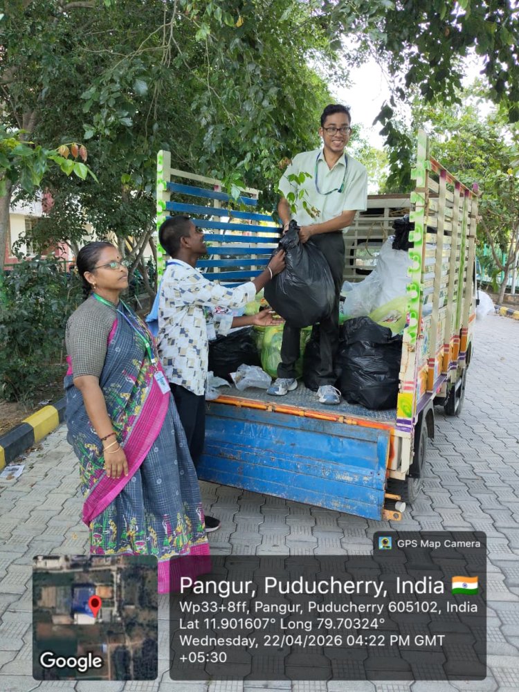 Bisleri foundation has given us the recycled and reused plastics in the form of 2 seating tables in turn for 147kgs of MLP plastics collected by our SVCET