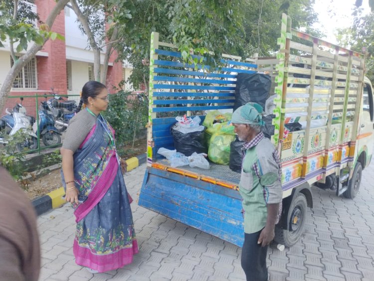 Bisleri foundation has given us the recycled and reused plastics in the form of 2 seating tables in turn for 147kgs of MLP plastics collected by our SVCET