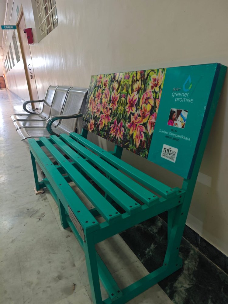Bisleri foundation has given us the recycled and reused plastics in the form of 2 seating tables in turn for 147kgs of MLP plastics collected by our SVCET