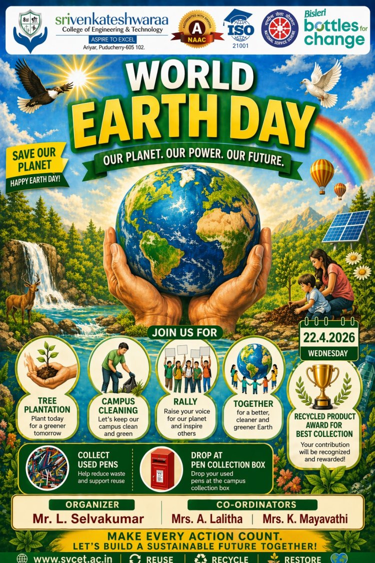 World Earth Day observed with Environmental Initiatives at SVCET on 22nd April 2026