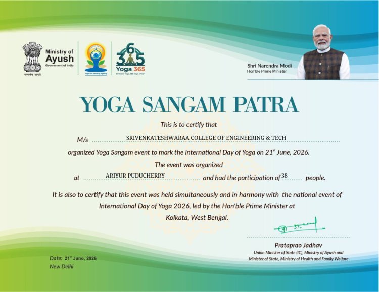 International day of Yoga event conducted on 20th June 2026 along with Puducherry ISHA YOGA Foundation