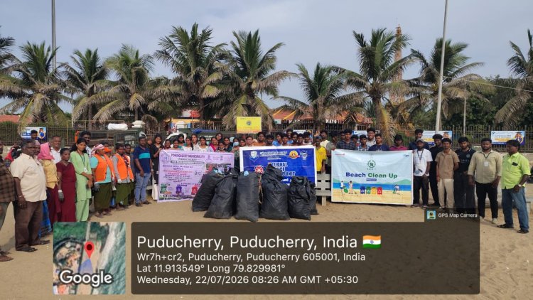 Beach Clean Up Drive was successfully organized by the NSS UNIT OF SVCET and Plan Foundation on 22nd July 2026 at Pondy Marina Beach