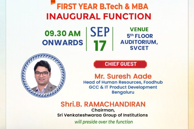 FIRST YEAR INAUGURATION AT SVCET ON 17-9-2026 THURSDAY