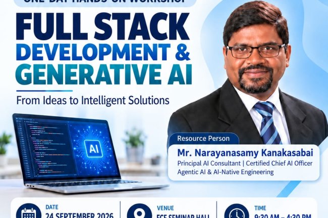 SVCET AIDS and IOTCSBCT Department conducted 1 day workshop Full stack Developement and Generative AI on 24th September 2026