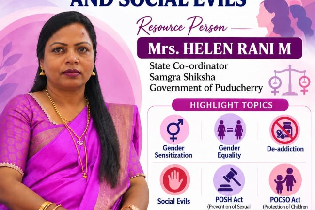 SVCET ANTI SEXUAL HARASSMENT COMMITTEE AND ANTI RAGGING COMMITTEE ORGANISED AWARENESS SESSION PROGRAMME ON GENDER SENSITIZATION GENDER EQUALITY AND SOCIAL EVILS PROGRAMME BY HELEN RANI ON 26TH SEPTEMBER 2026
