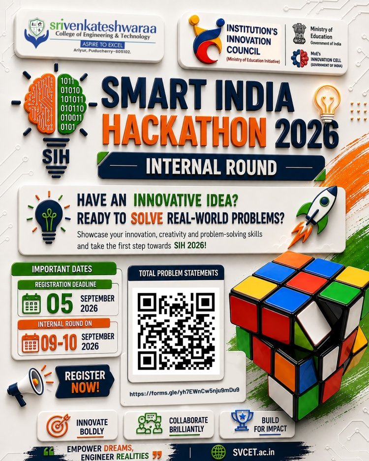 SVCET organised the Smart India Internal Hackathon SIH 2026  on 9 and 10 September 2026
