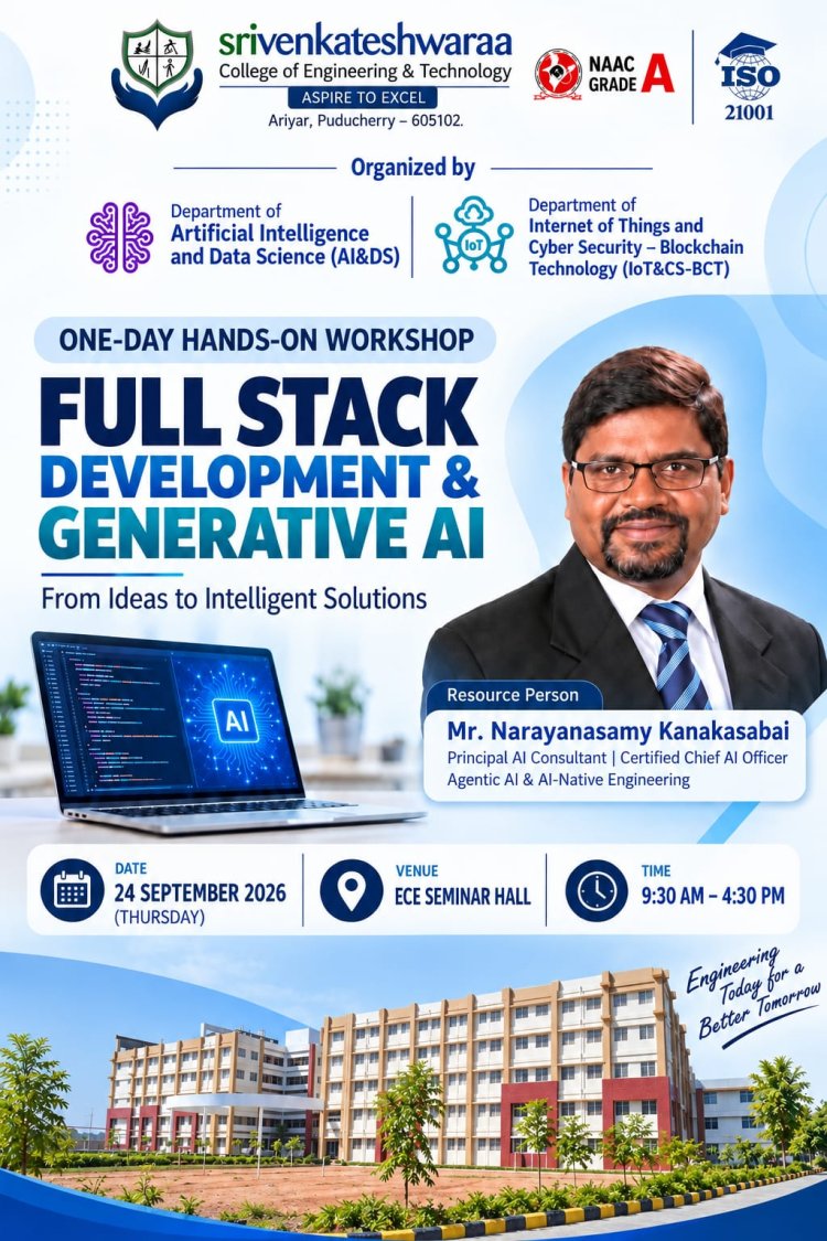 SVCET AIDS and IOTCSBCT Department conducted 1 day workshop Full stack Developement and Generative AI on 24th September 2026